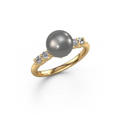 Ring Cecile 585 gold grey pearl 5 mm
