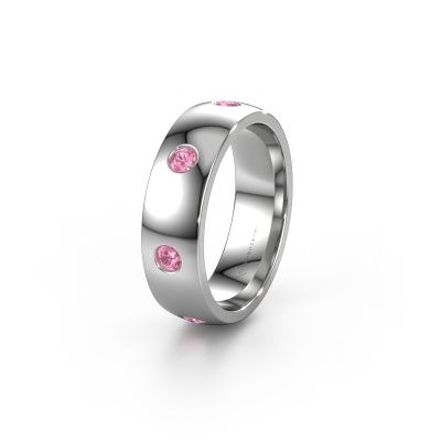 Wedding ring WH0105L26BP 950 platinum pink sapphire ±0.24x0.08 in