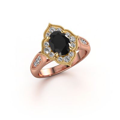 Engagement ring Rosan 585 rose gold black diamond 1.768 crt