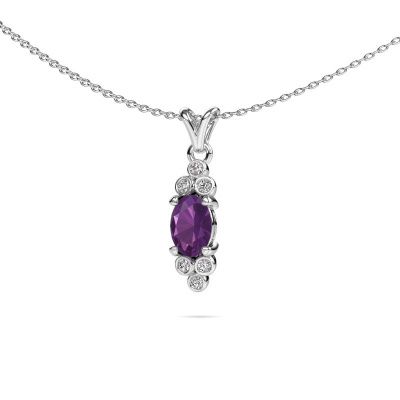 Pendant Lucy 2 585 white gold amethyst 7x5 mm