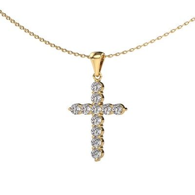 Pendant Cross 585 gold lab-grown diamond 0.660 crt