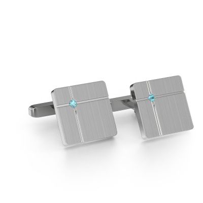 Cufflinks Hilco 585 white gold blue topaz 2 mm