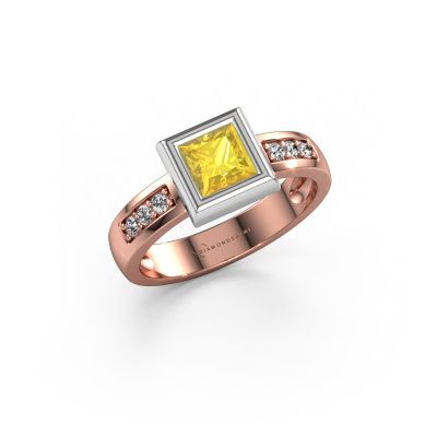 Ring Charlotte Square 585 rose gold yellow sapphire 5 mm