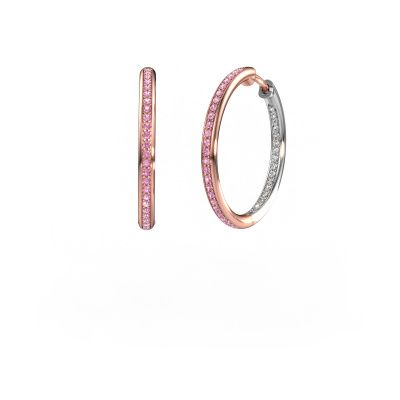 Hoop earrings Sina 20mm 585 rose gold pink sapphire 1.1 mm