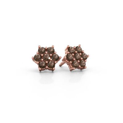 Stud earrings Bonita 585 rose gold smokey quartz 2.4 mm