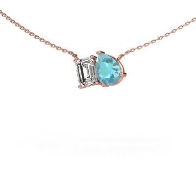 Pendant Toi et Moi PER EME 585 rose gold blue topaz 8x6 mm