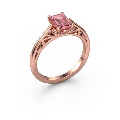 Engagement ring Shannon eme 585 rose gold pink lab grown diamond 7x5 mm
