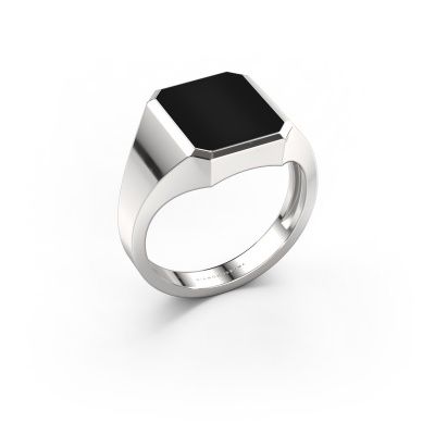 Chevalière Lars 2 light 950 platine onyx 12x10 mm