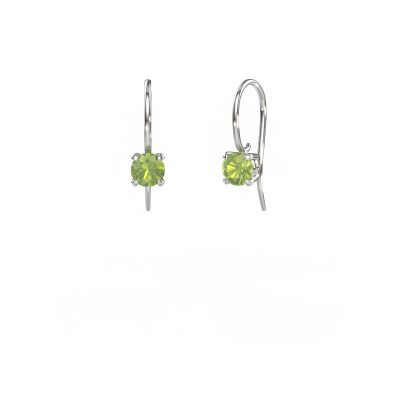 Pendants d'oreilles Cleo RND 585 or blanc péridot 5 mm