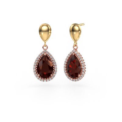 Drop earrings Tilly per 1 585 rose gold garnet 12x8 mm