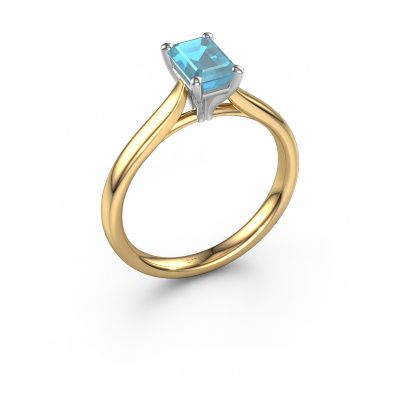 Verlovingsring Mignon eme 1 585 goud blauw topaas 6.5x4.5 mm