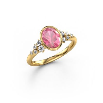 Engagement ring Aliyah OVL 585 gold pink sapphire 8x6 mm