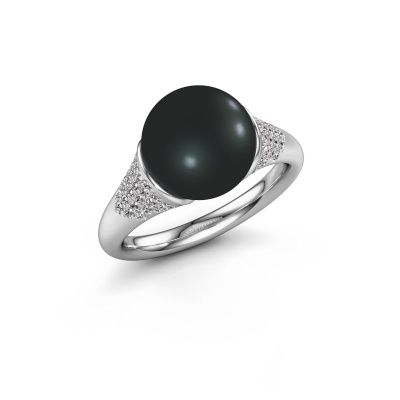 Ring Loria 950 platina zwarte parel 10 mm
