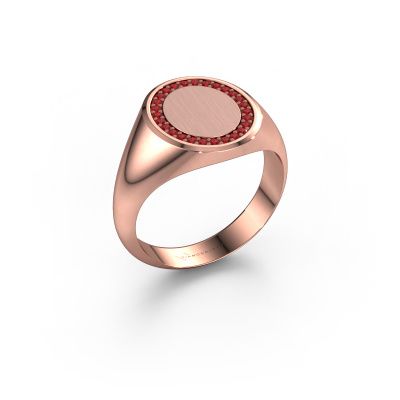Men's ring Floris Oval 3 585 rose gold ruby 1.2 mm