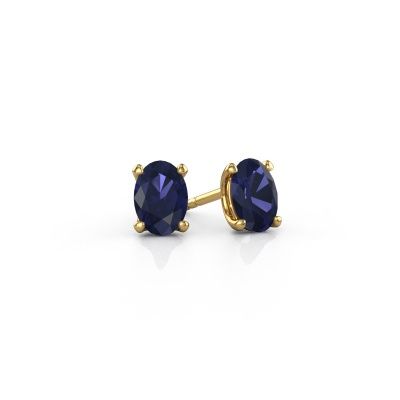 Clous d'oreilles Sam OVL 585 or jaune saphir 7x5 mm