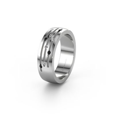 Wedding ring WH0134L26B 585 white gold black diamond ±6x2 mm