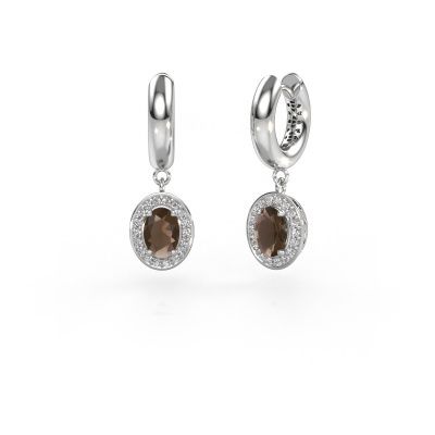 Pendants d'oreilles Annett 950 platine quartz fumé 7x5 mm