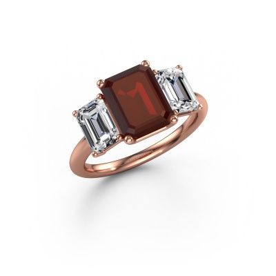 Verlobungsring Sandra 585 Roségold Granat 9x7 mm