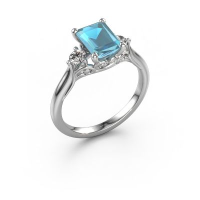 Bague de fiançailles Laurian EME 950 platine topaze bleue 8x6 mm