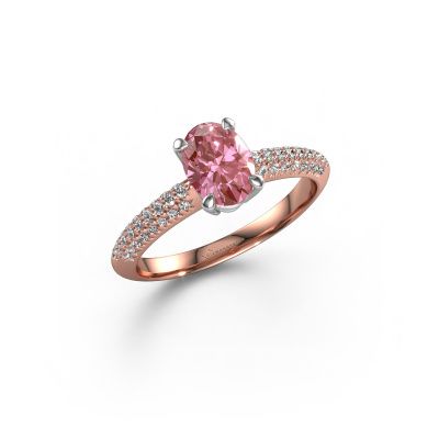 Engagement ring Morane OVL 585 rose gold pink lab grown diamond 7,5x5,5 mm