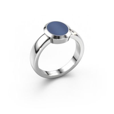 Pinky ring Oscar 1 585 white gold blue sardonyx 10x8 mm