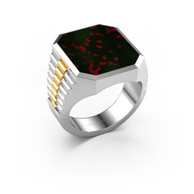 Signet ring Brent 5 585 white gold bloodstone 18x15 mm