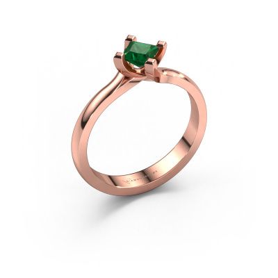 Engagement ring Dewi Square 585 rose gold emerald 4 mm