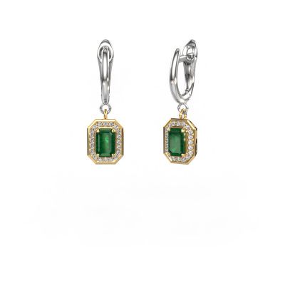 Drop earrings Dodie 1 585 gold emerald 6x4 mm