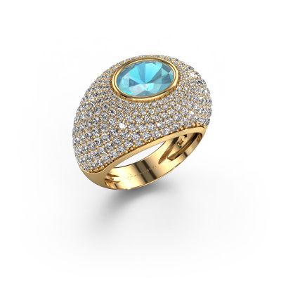 Ring Armida 585 gold blue topaz 9x7 mm