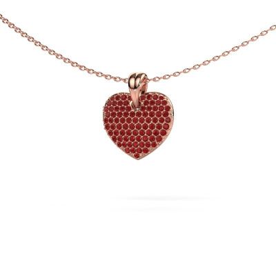 Halsketting Heart 5 585 rosé goud robijn 0.8 mm