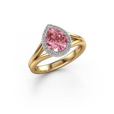 Engagement ring Verla pear 1 585 gold pink lab grown diamond 8x6 mm