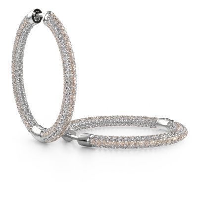 Créoles Hope 25mm 585 or blanc diamant brun 4.407 crt