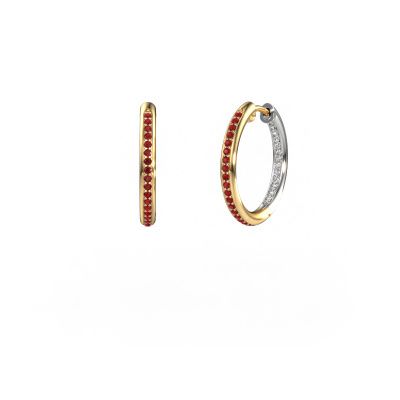 Hoop earrings Sina 15mm 585 gold ruby 1.1 mm