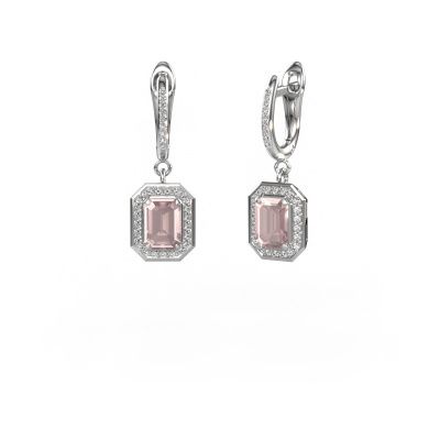 Drop earrings Dodie 2 585 white gold morganite champagne 6.5x4.5 mm