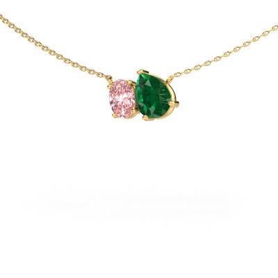 Pendant Toi et Moi PER OVL 585 gold emerald 8x6 mm