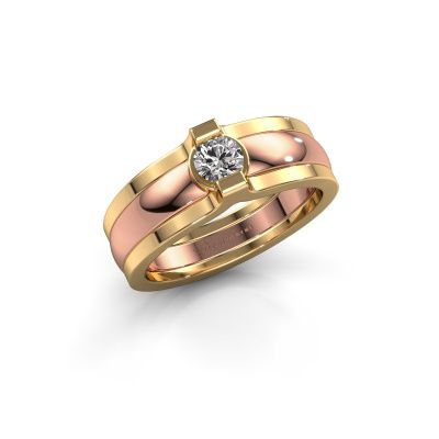 Ring Jade 585 rosé goud diamant 0.25 crt