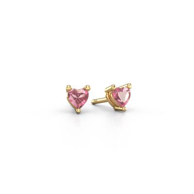Stud earrings Garnet 585 gold tourmaline pink 4 mm