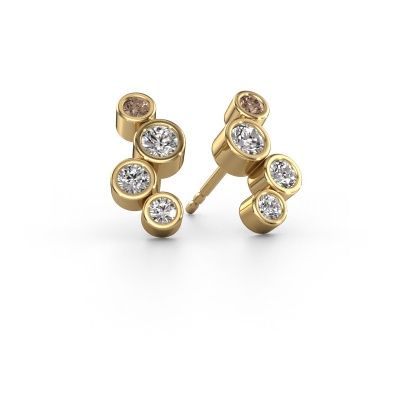 Clous d'oreilles Marlys 2 585 or jaune diamant brun 0.800 crt