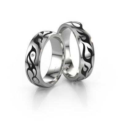 Eheringe set WH3050LM26BP ±6x2 mm 14 Karat Weißgold Diamant 0.008 crt