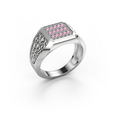 Men's ring Amir 585 white gold pink sapphire 1.4 mm