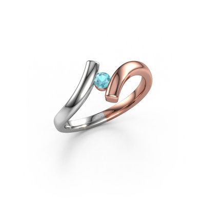 Ring Amy 585 Roségold Blau Topas 4 mm