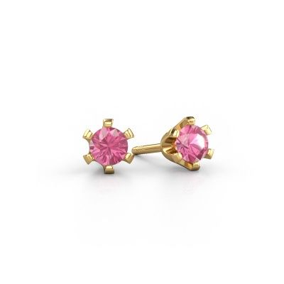 Clous d'oreilles Shana 585 or jaune saphir rose 4 mm