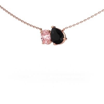Pendant Toi et Moi PER OVL 585 rose gold black diamond 1.25 crt