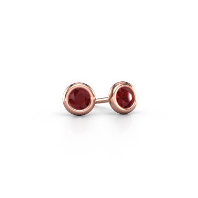 Clous d'oreilles Lieke RND 585 or rose rubis 4 mm
