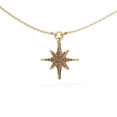 Necklace Star 585 gold brown diamond 0.29 crt