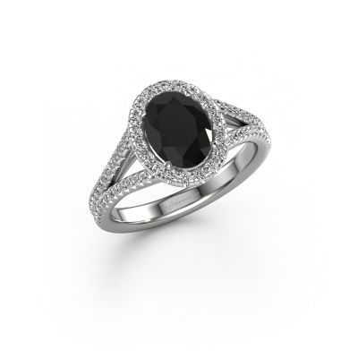 Bague de fiançailles Verla ovl 2 585 or blanc diamant noir 1.790 crt