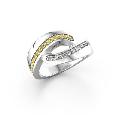 Bague Sharita 585 or blanc saphir jaune 1.2 mm
