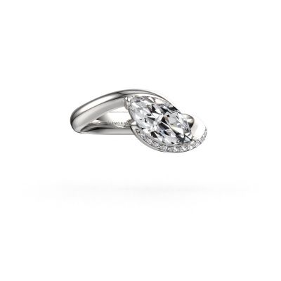 Engagement ring Aida MRQ side 585 white gold diamond 1.358 crt