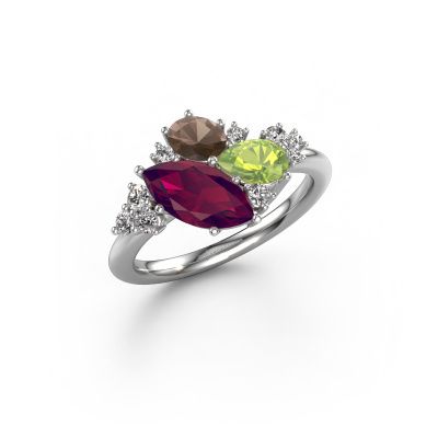 Ring Amanda 585 Weißgold Rhodolit 10x5 mm