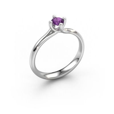 Verlobungsring Dewi Round 585 Weißgold Amethyst 4 mm